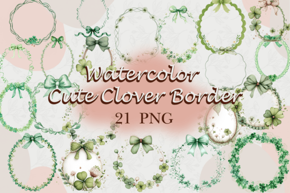 Download Watercolor Cute Clover Border PNG - Love Collection