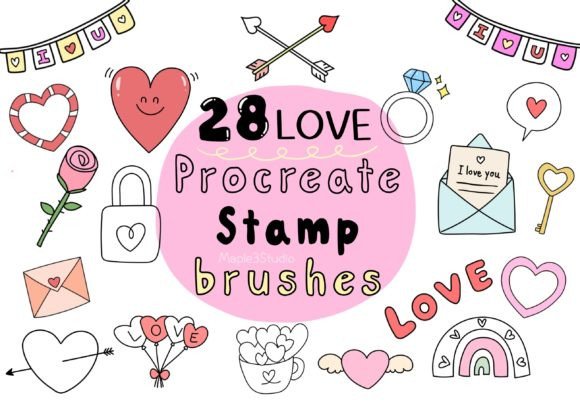 Download Love Stamp Brushes for Procreate - Love Collection
