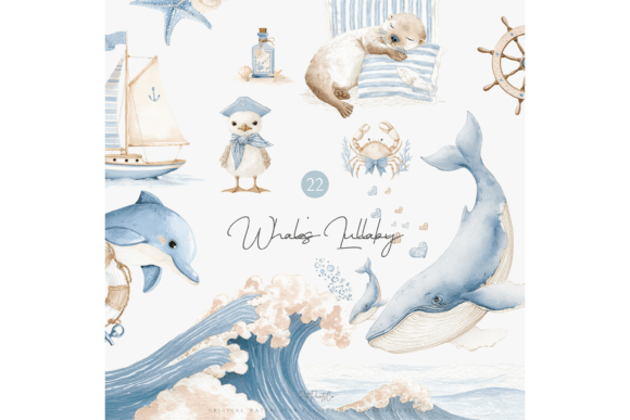 Download Watercolor Ocean Nursery Clipart Set - Ocean nursery clipart Collection