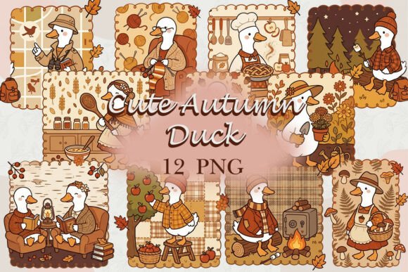 Download Cute Autumn Duck Clipart PNG - Premium Resources
