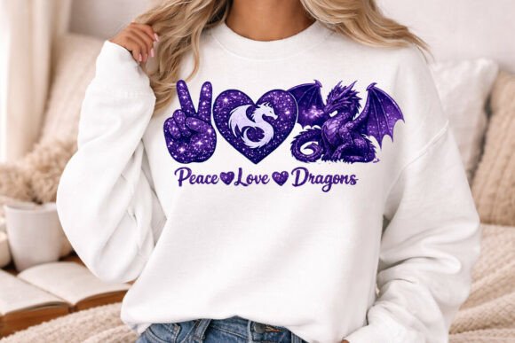 Download Peace Love Dragons Purple Glitter Dragon - Love Collection
